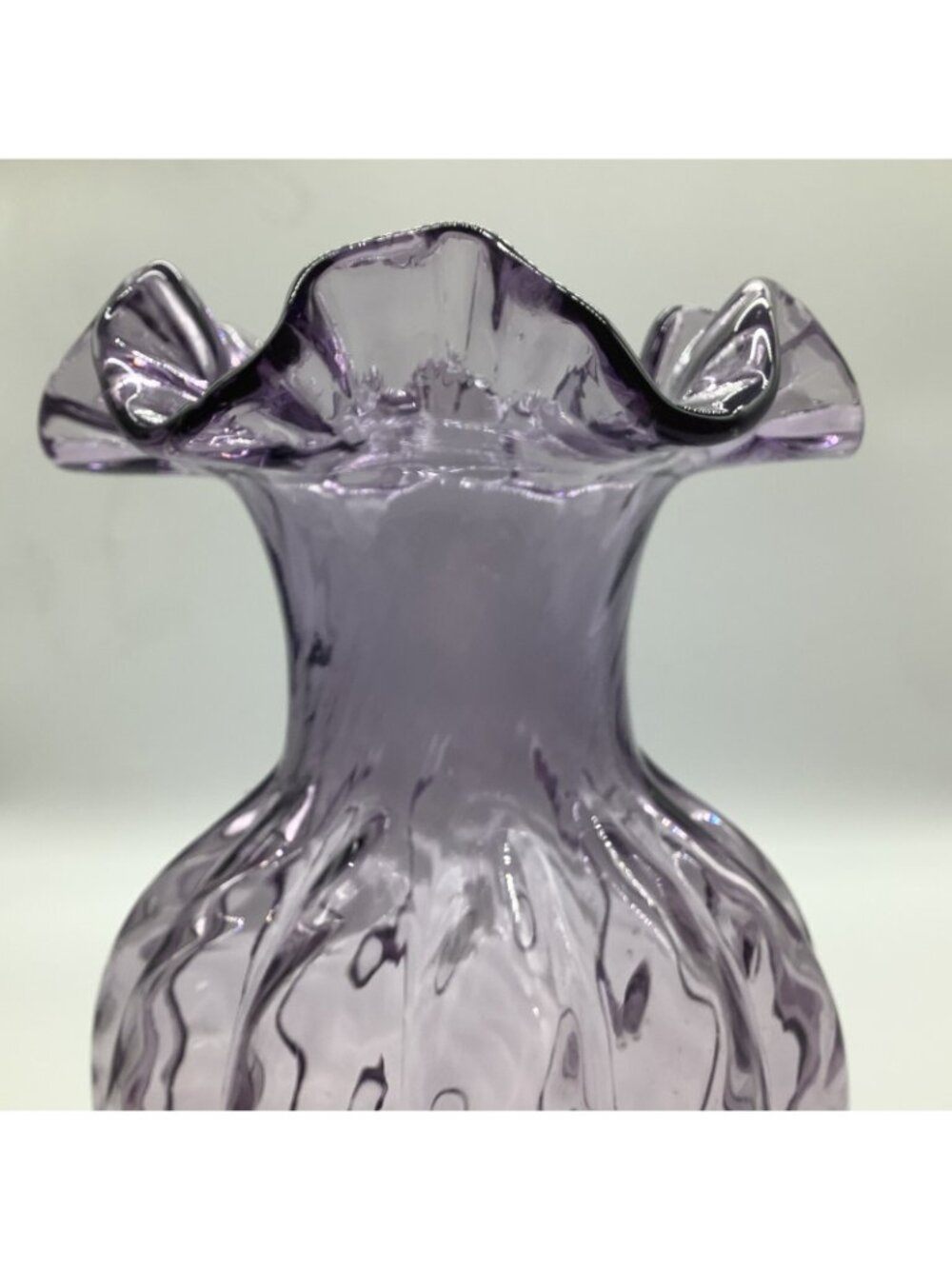 Fenton Violet Ribbed Melon Vase with Ruffled Rim - Picture 8 of 12